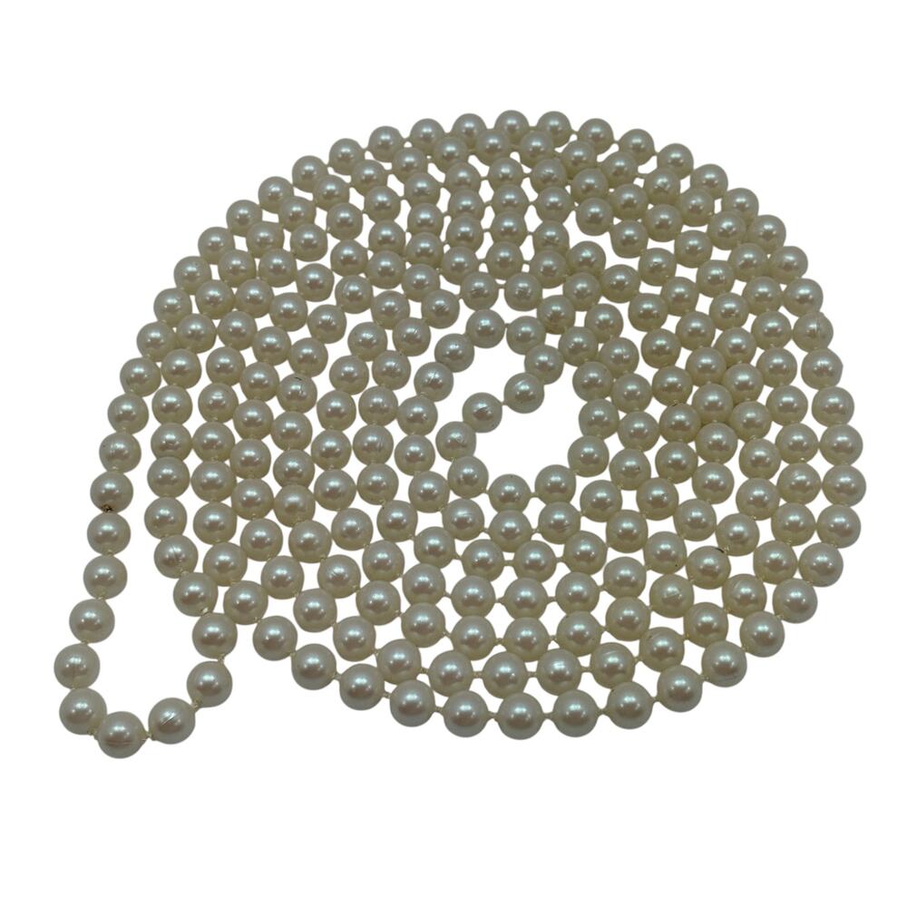 Fashion Plastic 106 inch Full Circle Beaded Pearl Necklace